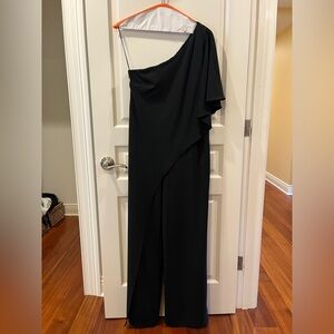 Adrianna Papell Black One-Shoulder Jumpsuit Size 10